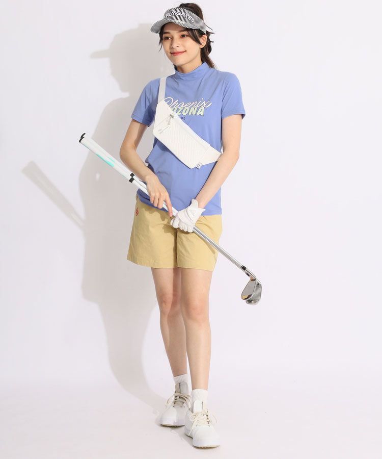 PEARL YGATESのピンクと白のストライプ バイザー パーリーゲイツ PG ストライプ柄ロゴサンバイザー レディース
