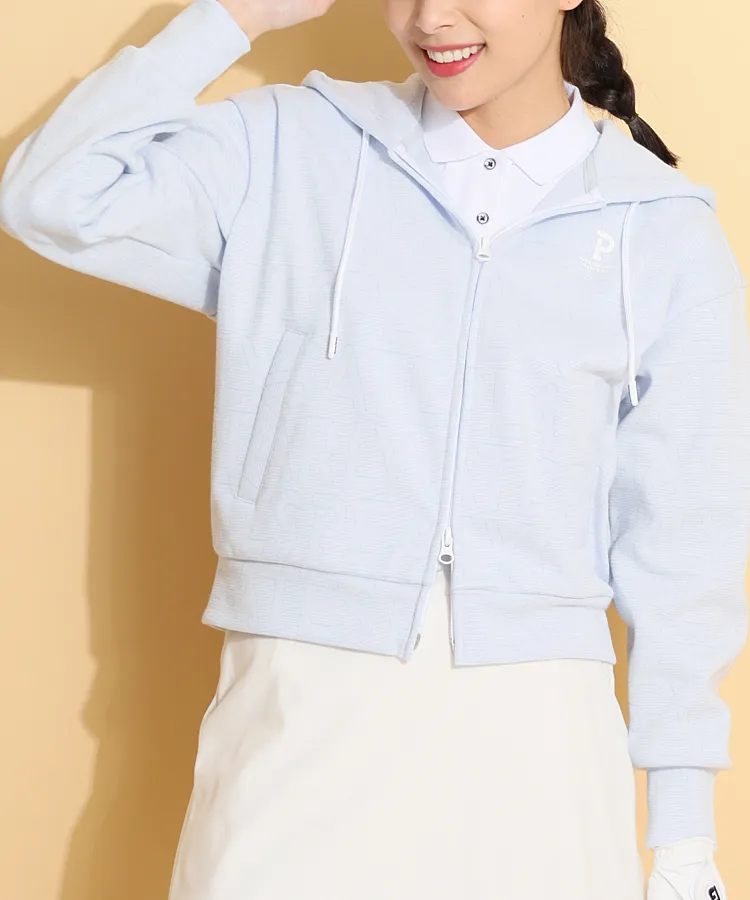 【新品タグ付き】パーリーゲイツ 総柄ロゴフルジップダンボールパーカー 新品タグ付き】パーリーゲイツ 総柄ロゴフルジップダンボールパーカー