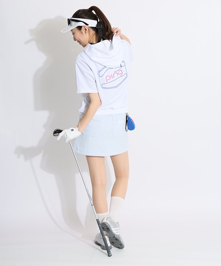 パーリーゲイツ PG 総柄ロゴウエストゴム台形スカート