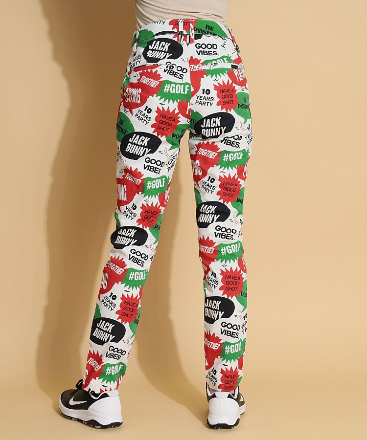 JELLY新品Jack Bunnyロングパンツ総柄レディースボトムスL ストレッチミニリップ撥水ロングパンツ | Jack Bunny
