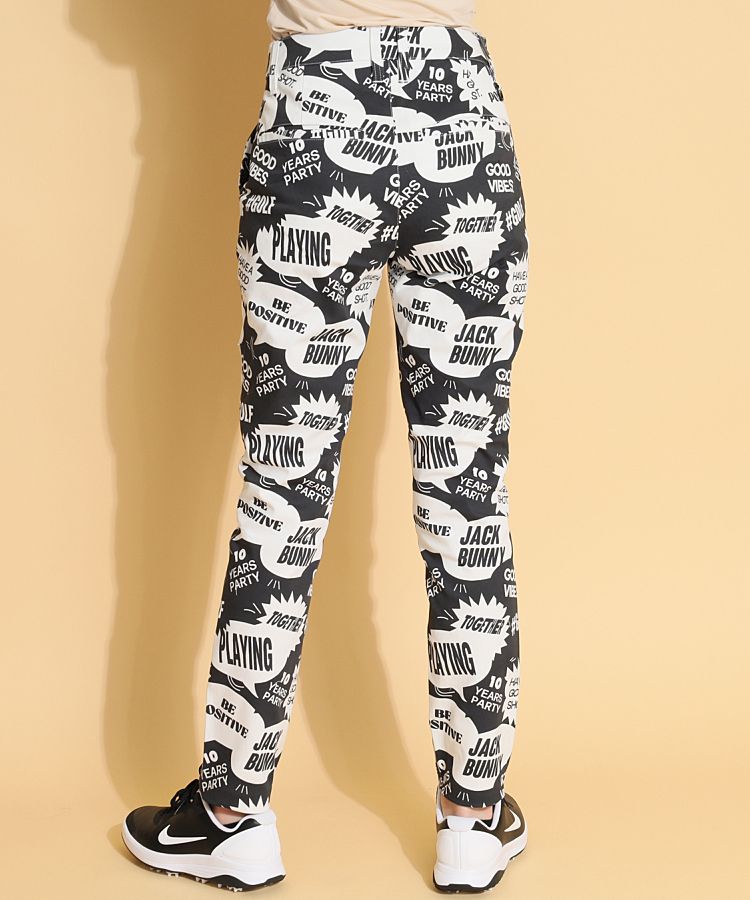 新品　ジャックバニー　パンツ　ストレッチ　吹き出しプリント　ブラック　サイズ1 新品 ジャックバニー パンツ ストレッチ 吹き出しプリント
