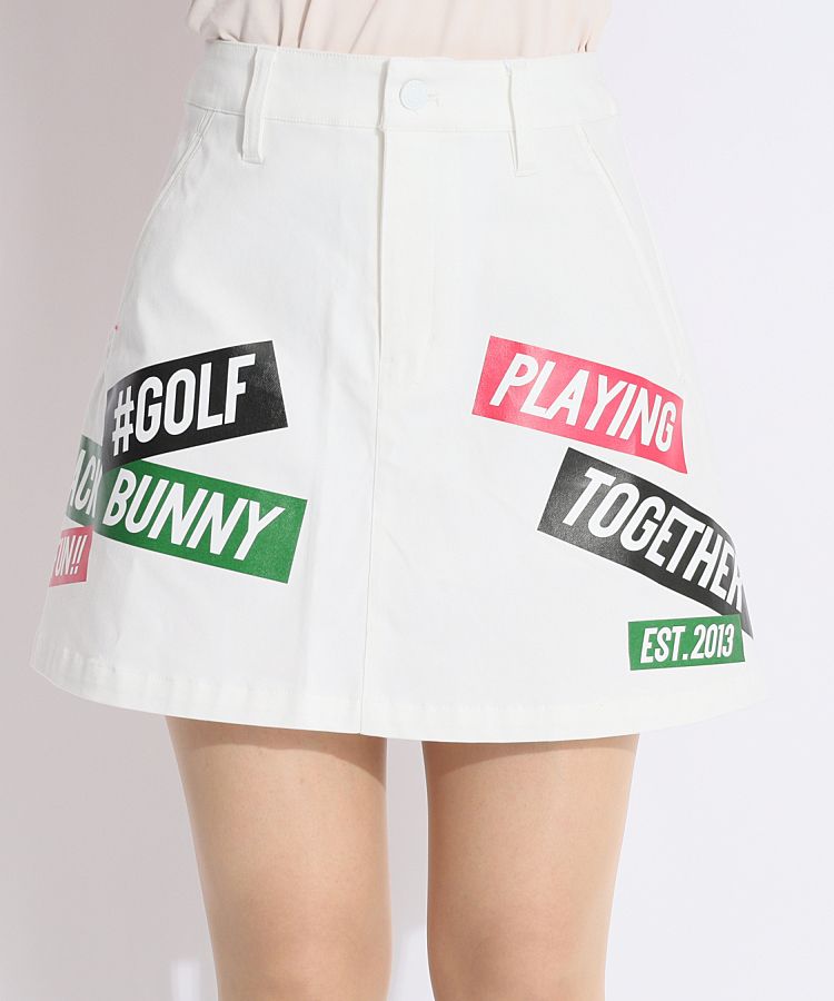 ミニスカート【M】ストライプ柄 【ジャックバニー!!】ゴルフウェア パンツ付き ジャックバニー JB 一体型ペチパンツカラフルプリントスカート