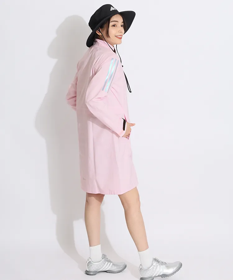 ★adidasゴルフ★レインコート★ドット柄★収納袋付き サイズL adidas アディダス ゴルフウェア RAIN.RDY レインワンピース