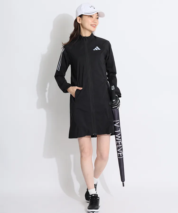 ★adidasゴルフ★レインコート★ドット柄★収納袋付き サイズL アディダスゴルフ AG 【透湿防水】収納袋付きスリーストライプ