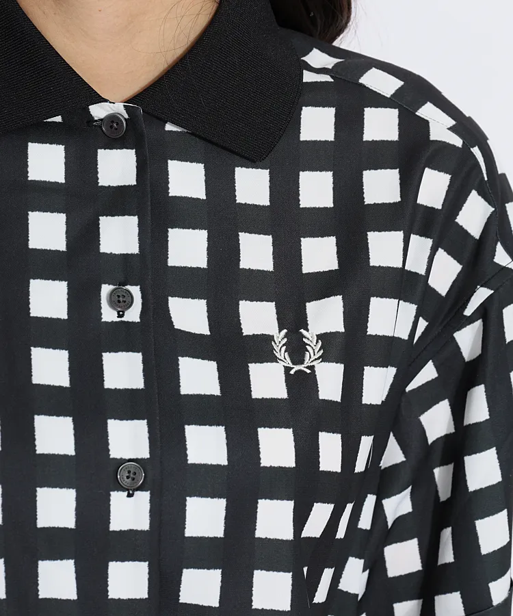 【極美品】フルオープンチェック Mサイズ フレッド・ペリーポロシャツ☆ 黒×白 Grid Check Shirt(S 102：BLACK): | FRED PERRY JAPAN