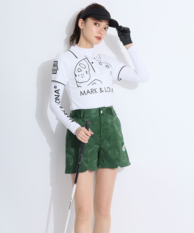 マーク＆ロナ ML バックリボン艶スカルカモフラショートパンツ