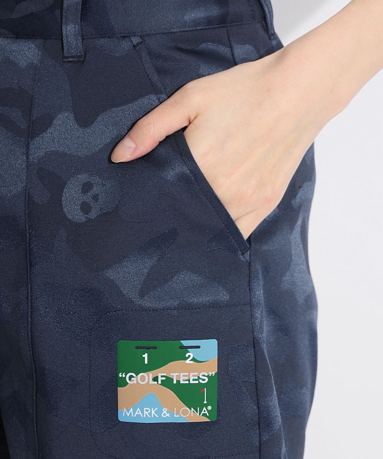 マーク＆ロナ ML バックリボン艶スカルカモフラショートパンツ