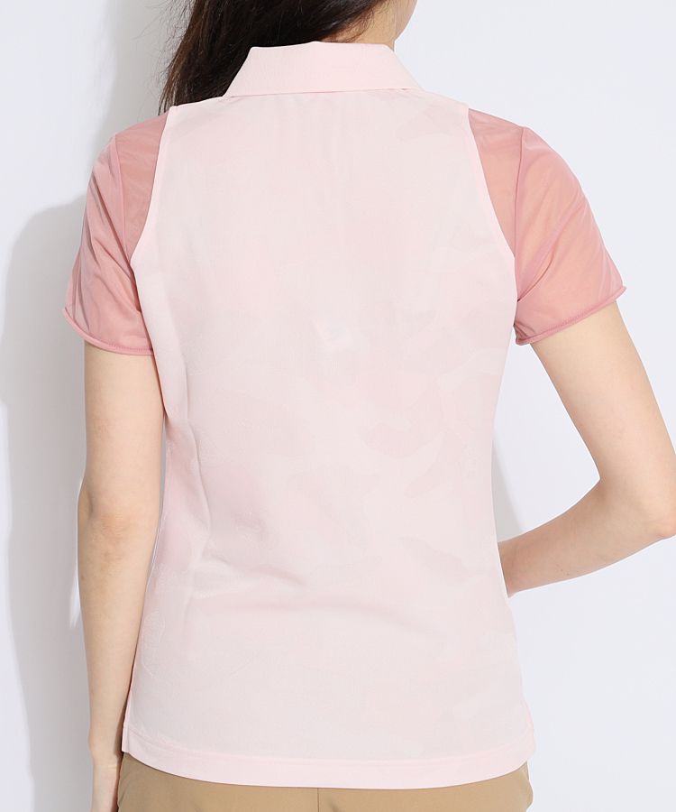 マーク＆ロナ ML シアー袖カモフラ半袖ポロシャツ レディース