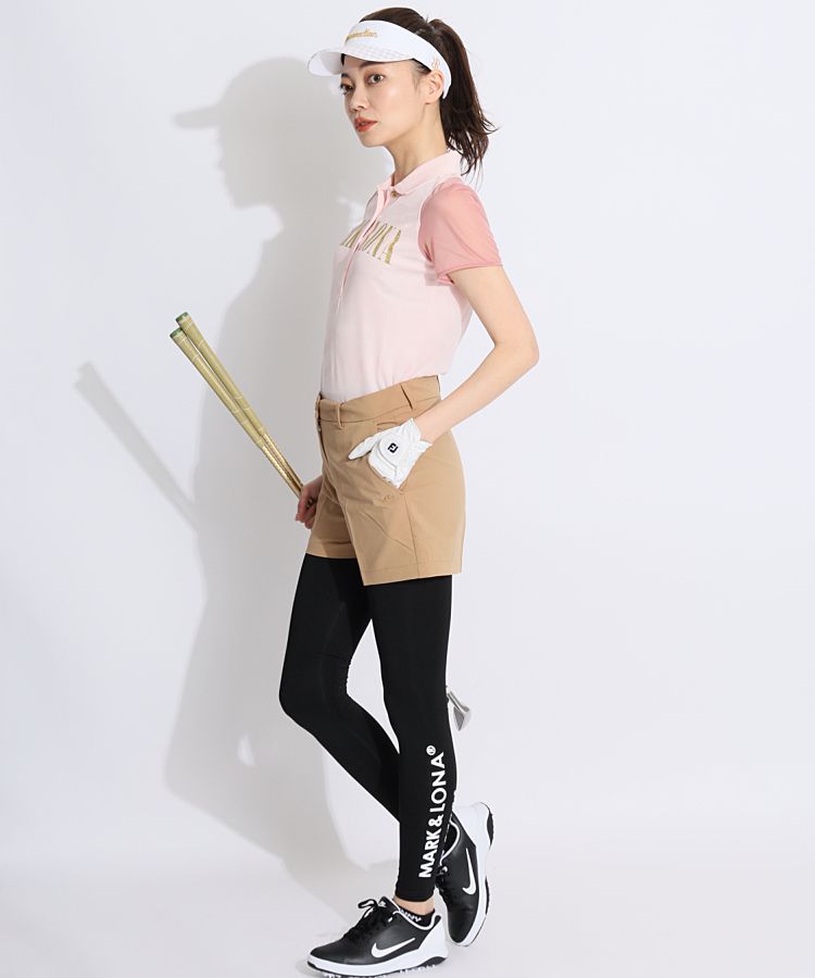 マーク＆ロナ ML シアー袖カモフラ半袖ポロシャツ レディース