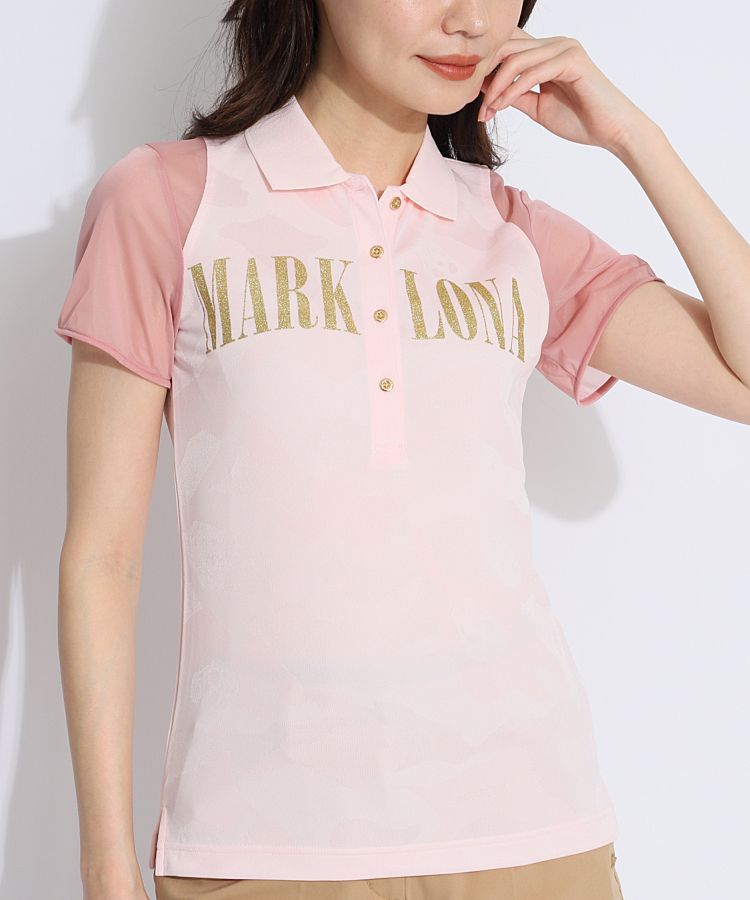 ★美品★MARK&LONA　シアー袖カモフラ半袖ポロシャツ　サイズ　40 ☆美品☆MARK&LONA シアー袖カモフラ半袖ポロシャツ サイズ 40